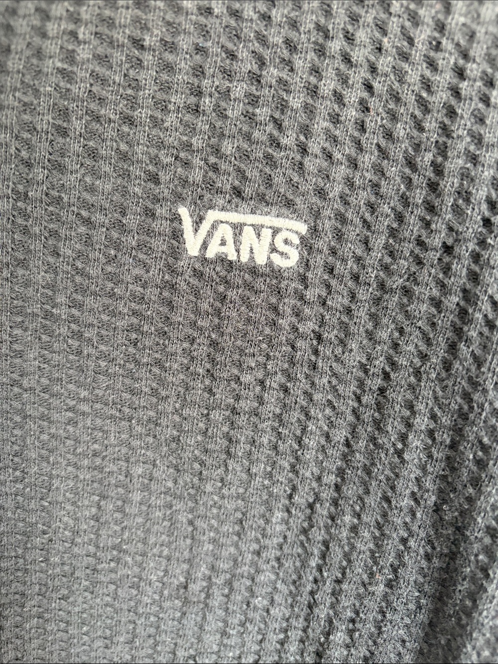 Vans Women's Black Waffle Henley Cropped Pullover - Picture 3 of 10